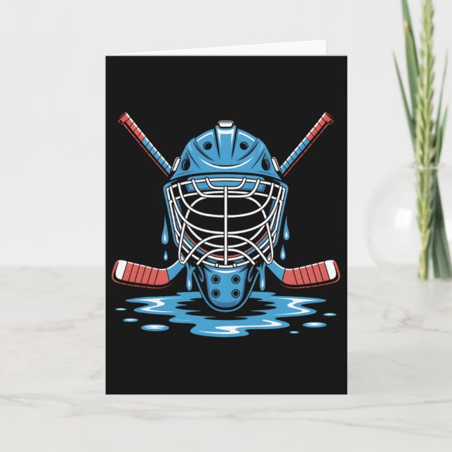 Ice Hockey Player Skate Shoot Score Repeat  Card (Front)