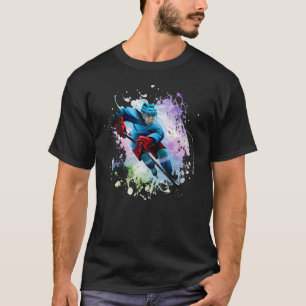 Ice Hockey Player Sport Modern Splash Splatter T-Shirt