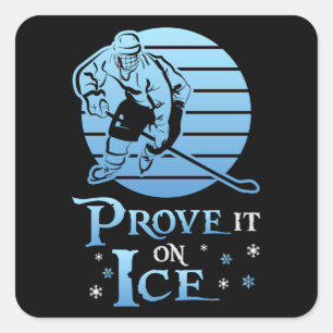 Ice Hockey Player Stick Sports Team Puck Gift Idea Square Sticker