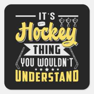 Ice Hockey Player Stick Team Puck Sports Gift Idea Square Sticker