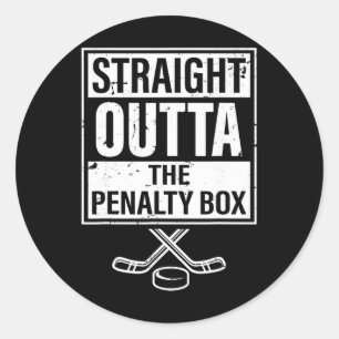 Ice Hockey Player Straight Outta The Penalty Box Classic Round Sticker