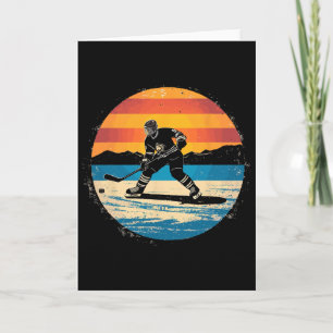 Ice Hockey Player Sunset Art For Men Boys Girls Card