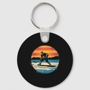 Ice Hockey Player Sunset Art For Men Boys Girls Key Ring