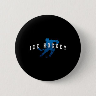 Ice Hockey Player Team Blue Varsity Text 6 Cm Round Badge