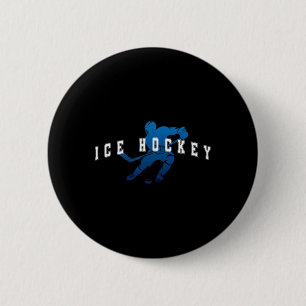 Ice Hockey Player Team Blue Varsity Text 6 Cm Round Badge