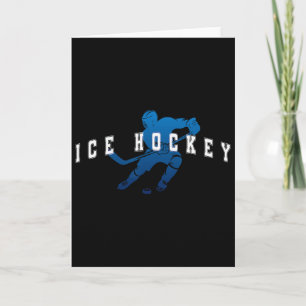 Ice Hockey Player Team Blue Varsity Text Card