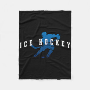 Ice Hockey Player Team Blue Varsity Text  Fleece Blanket