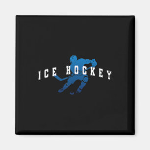 Ice Hockey Player Team Blue Varsity Text  Magnet