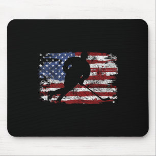Ice Hockey Player Usa American Flag 4th Of July Gi Mouse Pad