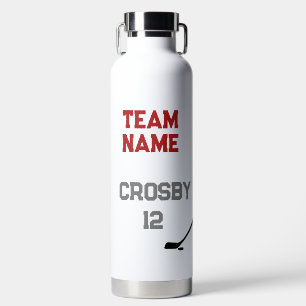 Ice Hockey Player with Team, Player Name & Number Water Bottle