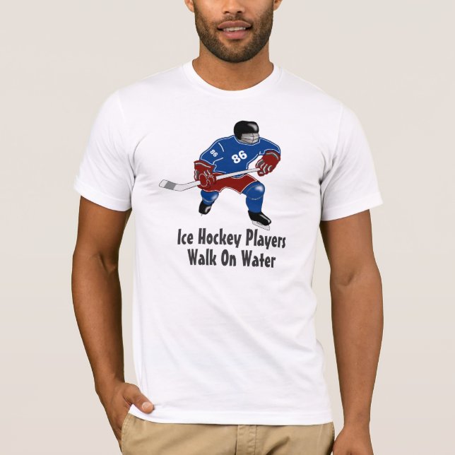 Ice Hockey Players Walk On Water Sports Tee Blue (Front)
