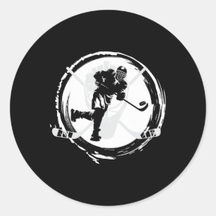Ice Hockey Puck Stick Ice Rink Trainer Coach Gift Classic Round Sticker