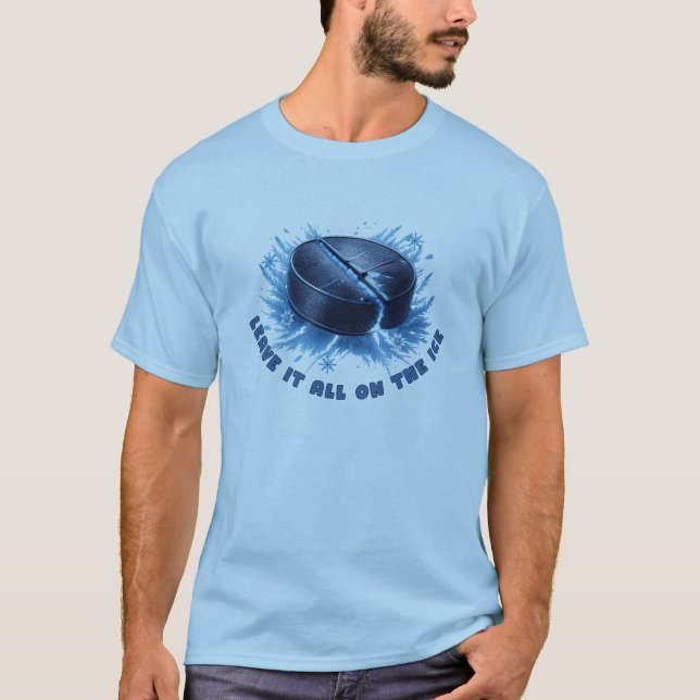 Ice Hockey Puck Winter Sports Design T-Shirt (Front)