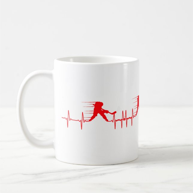 Ice Hockey Pucks Hearts Heartbeat Valentines Day Coffee Mug (Left)