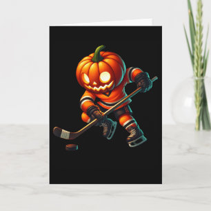 Ice Hockey Pumpkin Face Halloween Costume Men Boys Card