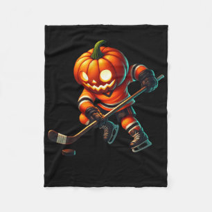 Ice Hockey Pumpkin Face Halloween Costume Men Boys Fleece Blanket