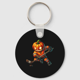 Ice Hockey Pumpkin Face Halloween Costume Men Boys Key Ring