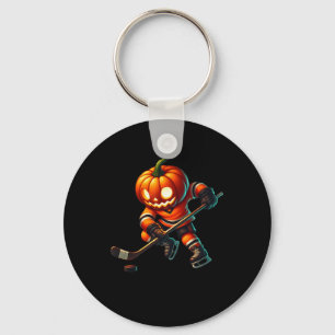 Ice Hockey Pumpkin Face Halloween Costume Men Boys Key Ring