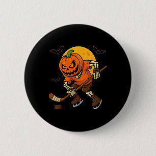 Ice Hockey Pumpkin Face Halloween Skeleton Pumpkin 6 Cm Round Badge