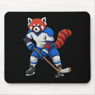 Ice Hockey Red Panda Sports Player Animal Mouse Pad