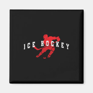 Ice Hockey Red Team Player Varsity Text Magnet