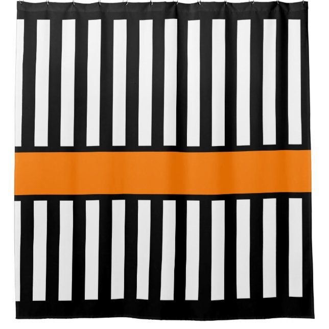 Ice Hockey Referee Zebra Stripe Shower Curtain (Front)