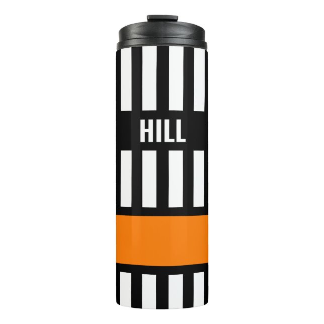 Ice Hockey Referee Zebra Stripe Thermal Tumbler (Front)