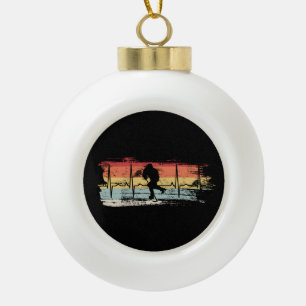 Ice Hockey Retro Ceramic Ball Christmas Ornament