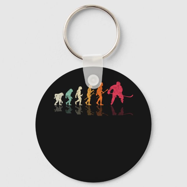Ice Hockey Retro Evolution For Hockey Player Key Ring (Front)