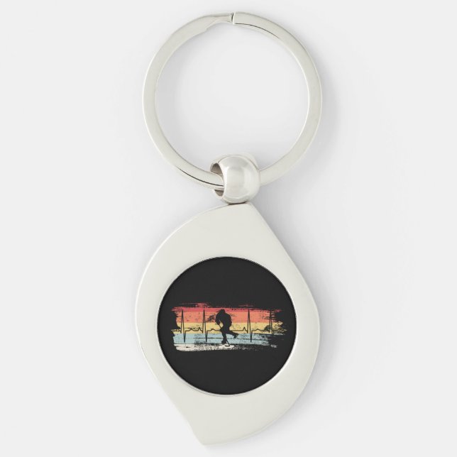 Ice Hockey Retro Key Ring (Front)
