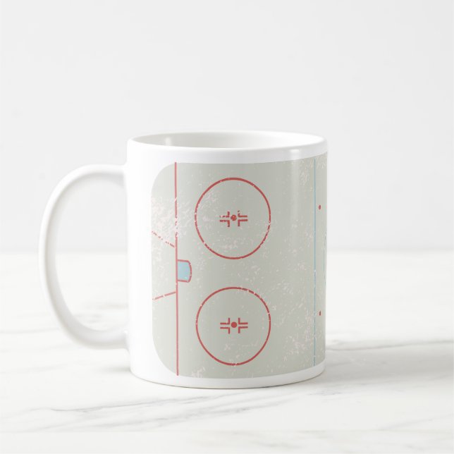 Ice Hockey Rink Distressed Style Graphic Coffee Mug (Left)