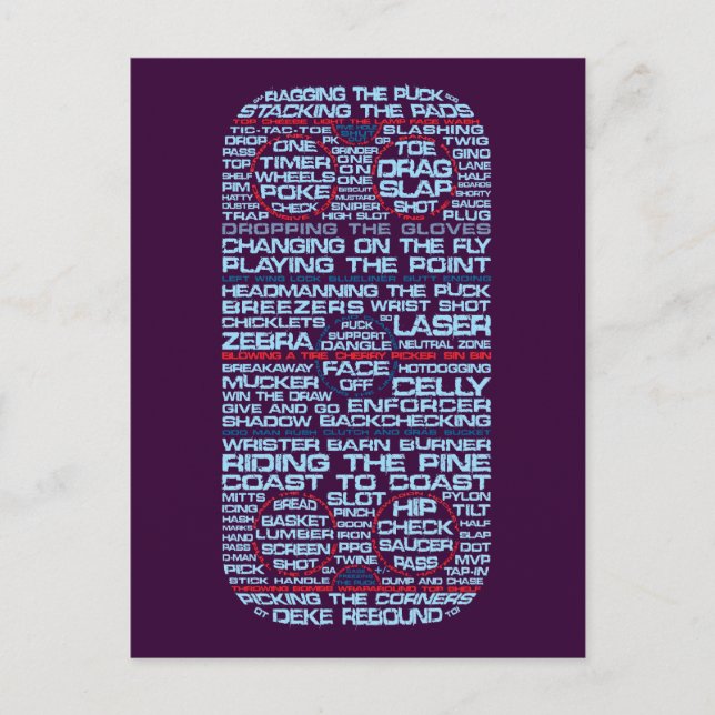 Ice Hockey Rink Typography Postcard (Front)
