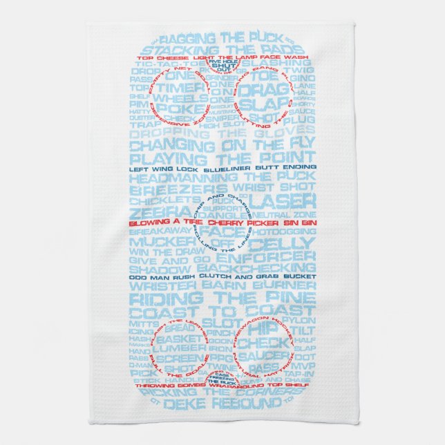 Ice Hockey Rink Word Art Tea Towel (Vertical)