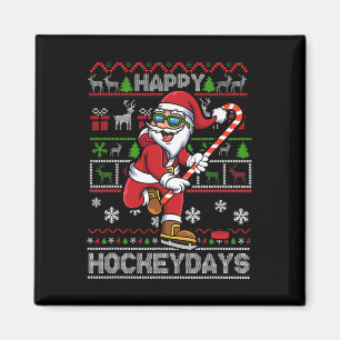Ice Hockey Santa Claus Happy Hockeydays Funny Chri Magnet
