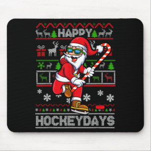 Ice Hockey Santa Claus Happy Hockeydays Funny Chri Mouse Pad