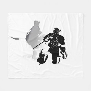 Ice Hockey Season - Goalie and Forward   Fleece Blanket