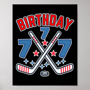 Ice Hockey Seven Birthday Boy 7th Party Boys Age 7 Poster