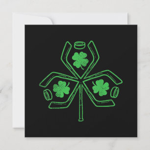 Ice Hockey Shamrock Clover St Patricks Day Player Invitation