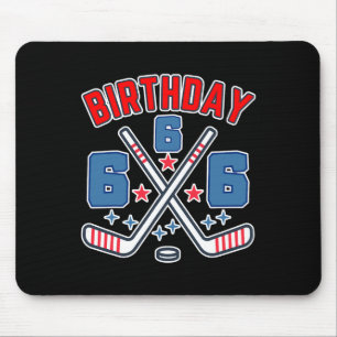 Ice Hockey Six Birthday Boy 6th Party Boys Age 6 Mouse Pad