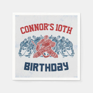 Ice Hockey Skate Rink Happy Birthday Napkin