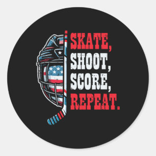 Ice Hockey Skate Shooy Score Repeat Player Men Boy Classic Round Sticker