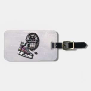 Ice Hockey Skates Helmet Puck With Name And Number Luggage Tag