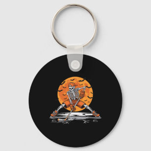 Ice Hockey Skeleton Costume Funny Halloween Hockey Key Ring
