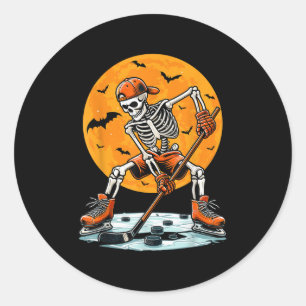Ice Hockey Skeleton Soky Boys Halloween Hockey Pla Classic Round Sticker