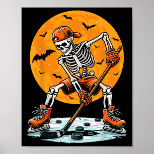 Ice Hockey Skeleton Soky Boys Halloween Hockey Pla Poster