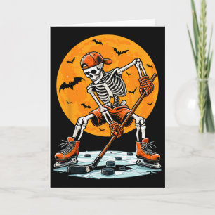 Ice Hockey Skeleton Spooky Boys Halloween Hockey P Card