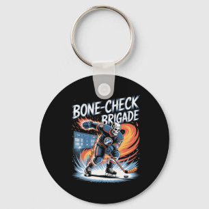 Ice Hockey Skull Team Bone-check Power Funny Hallo Key Ring