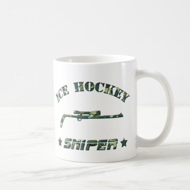 Ice Hockey Sniper Green Camo Coffee Mug (Right)
