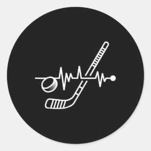 Ice Hockey Sport Player Stick And Byll Heartbeat G Classic Round Sticker