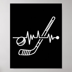 Ice Hockey Sport Player Stick And Byll Heartbeat G Poster